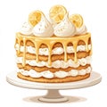 Lemon Cake with White Cream and Drizzle Illustration Royalty Free Stock Photo