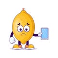 lemon cartoon mascot showing unhappy expression Royalty Free Stock Photo
