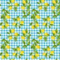 Lemon and Check Seamless Pattern