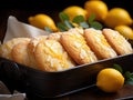 Lemon cheese cookies packed in a box, lemon flavored cookies with a crunchy texture, covered in lemon frosting delicious