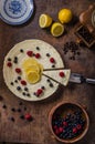 Lemon cheesecake with berries Royalty Free Stock Photo