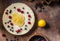 Lemon cheesecake with berries Royalty Free Stock Photo