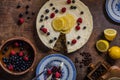 Lemon cheesecake with berries Royalty Free Stock Photo