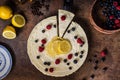 Lemon cheesecake with berries Royalty Free Stock Photo