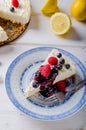 Lemon cheesecake with berries Royalty Free Stock Photo