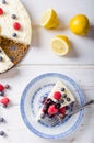 Lemon cheesecake with berries Royalty Free Stock Photo