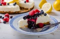 Lemon cheesecake with berries Royalty Free Stock Photo