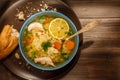 Bowl of Italian Lemon Chicken Orzo Soup Royalty Free Stock Photo