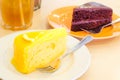 Lemon and chocolate Cake Slices at Breakfast Royalty Free Stock Photo