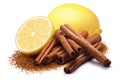 Lemon with cinnamon, clipping paths Royalty Free Stock Photo