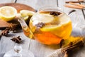 Lemon, cinnamon, star anise tea Royalty Free Stock Photo