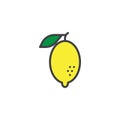 Lemon citrus fruit filled outline icon