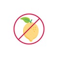 Lemon, citrus fruit prohibition flat icon