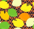 Lemon citrus fruits seamless pattern. Limes and lemons