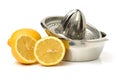 Lemon on citrus juicer Royalty Free Stock Photo