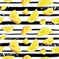 Lemon citrus seamless watercolor natural pattern Royalty Free Stock Photo