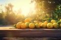 Lemon citrus table sunset. Generate Ai Royalty Free Stock Photo