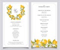 Lemon citrus wedding program elegant template. Royalty Free Stock Photo