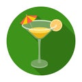 Lemon cocktail icon in flat style isolated on white background.