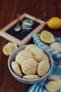 Lemon cookies in plate, biscuit Shortbread Royalty Free Stock Photo