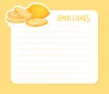 Lemon Cookies Recipe Card with Space for Notes Vector Template Royalty Free Stock Photo