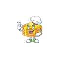 Lemon cream pancake cartoon design style proudly wearing white chef hat