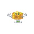 Lemon cream pancake mascot cartoon design with quiet finger gesture