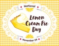 Lemon Cream Pie Day, November 29, Lace and Gingham Place Mat