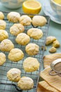 Lemon crinkle biscuits cookies with powdered sugar Royalty Free Stock Photo