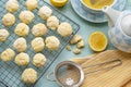 Lemon crinkle biscuits cookies with powdered sugar Royalty Free Stock Photo