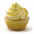 Lemon Cupcake, Isolated on White Background, Product Mockup - Generative AI Royalty Free Stock Photo