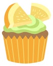 Lemon cupcake. Sweet muffin. Colorful pastry icon