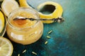 Lemon curd jar horisontal Royalty Free Stock Photo