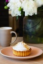 Lemon curd tartlet with Italian meringue Royalty Free Stock Photo