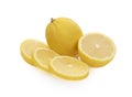 Lemon and cut half slice isolated on white background Royalty Free Stock Photo