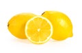 Lemon and cut half slice isolated on white background Royalty Free Stock Photo