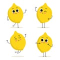 Lemon. Cute fruit character set isolated on white