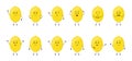 Lemon. Cute fruit characters with different emotions, vector illustration Royalty Free Stock Photo