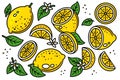 Lemon Doodle Lemonade Draw Illustrations Royalty Free Stock Photo