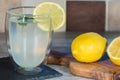 Lemon drink. Authentic home-made lemonade. Cool refreshing summer beverage