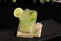lemon drink, brazilian caipirinha refreshing and alcoholic citrus fruit drink