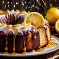 Lemon Drizzle Cake , traditional popular sweet dessert cake