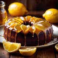 Lemon Drizzle Cake , traditional popular sweet dessert cake Royalty Free Stock Photo