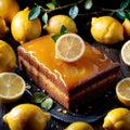 Lemon Drizzle Cake , traditional popular sweet dessert cake Royalty Free Stock Photo