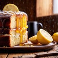 Lemon Drizzle Cake , traditional popular sweet dessert cake