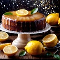 Lemon Drizzle Cake , traditional popular sweet dessert cake