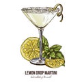 Lemon Drop Martini with mint leaves