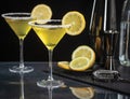Lemon drop martini with sugar rim and lemon slice Royalty Free Stock Photo
