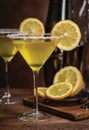 Lemon drop martini with sugar rim and lemon slice Royalty Free Stock Photo