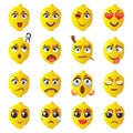Lemon Emoji Emoticon Expression. Funny cute food